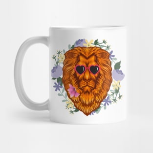 Lions With Sunglasses and a Flower in His Mouth Mug